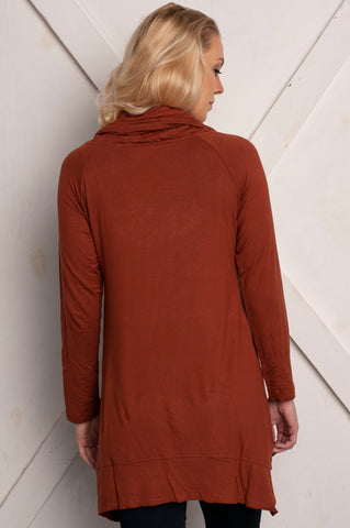 Hailey Cowl Neck Burnt Orange Tunic