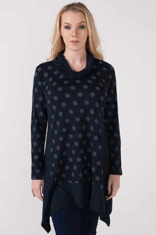 Cowl Neck Polka Dot Tunic