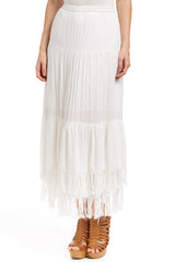 Fringe White Skirt