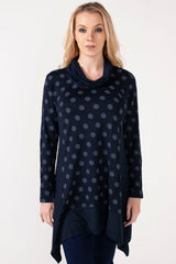 Hailey Cowl Neck Polka Dots Tunic