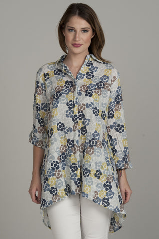 Surf Blue High-Low Floral Tunic