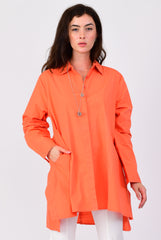 Boxy Shirt with Flare in Coral