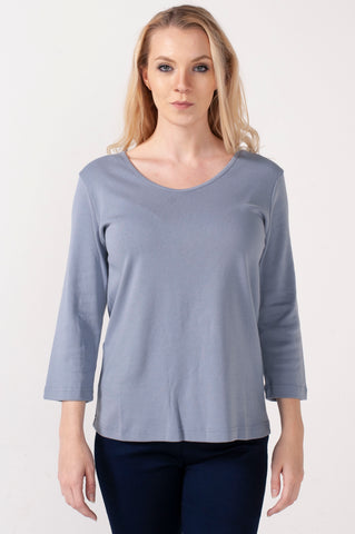 Solid 3/4 Sleeves Powder Blue Top