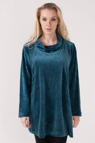 Velour Funnel Eggplant Tunic