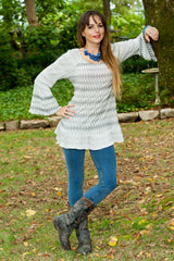 Textured Tunic with Bell Sleeves