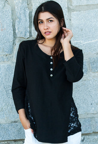 Black Top with Lace on Side