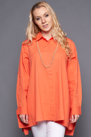 Boxy Shirt with Flare in Coral