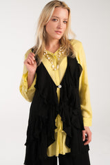 Ruffle Black Vest