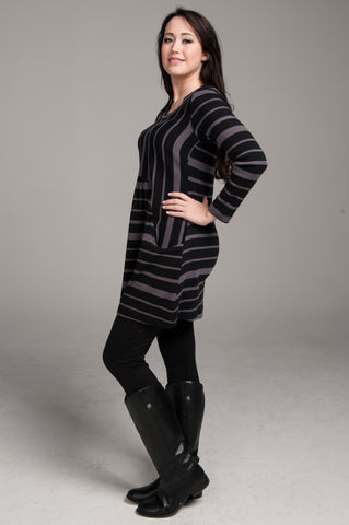 Stripe Two-Front Pocket Tunic